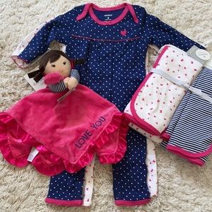 Carter’s Baby Girl Outfits Receiving Blanket & Toy